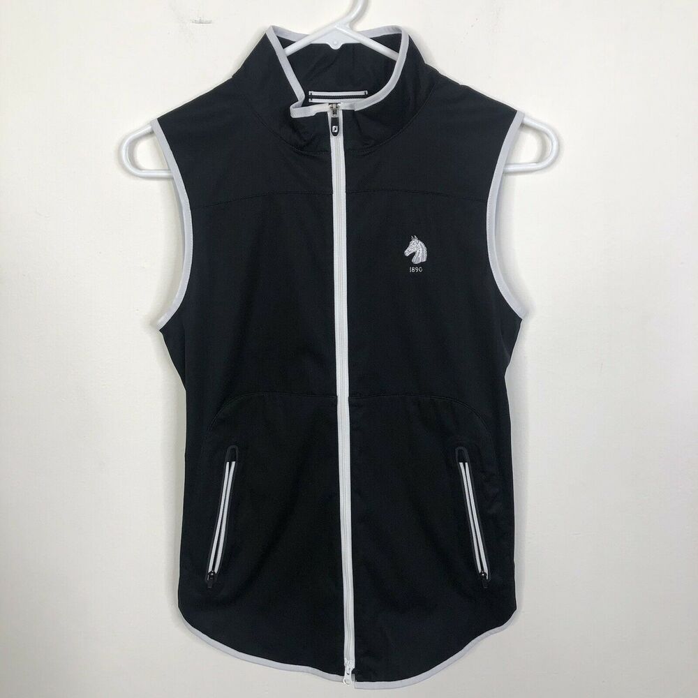 NEW Footjoy Golfleisure Black White Sleeveless Zip Up Vest Womens Size XS
